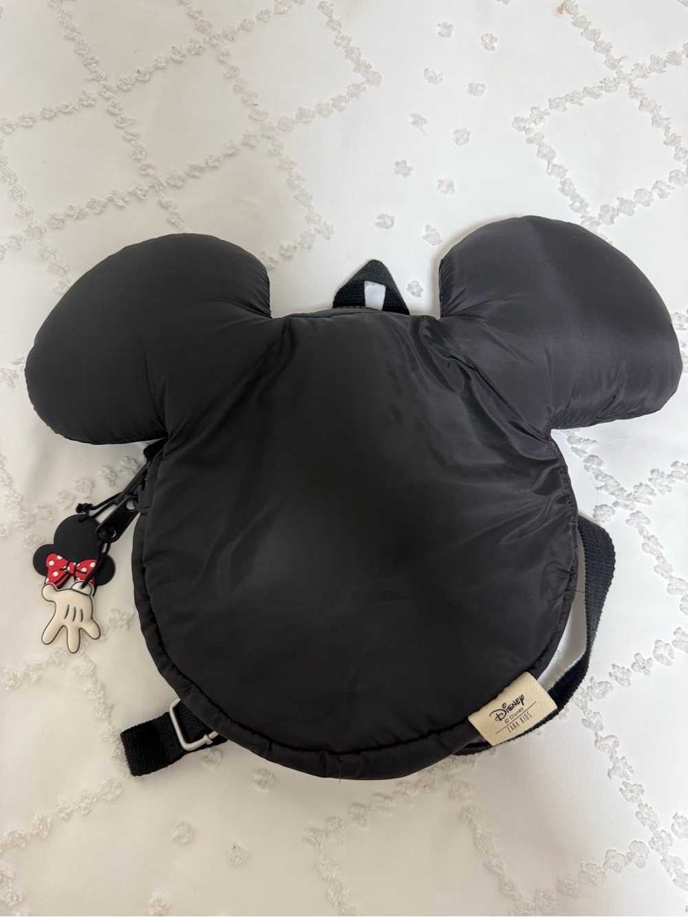 Zara Black Minnie Mouse Ear Kids Backpack with Bow Charm